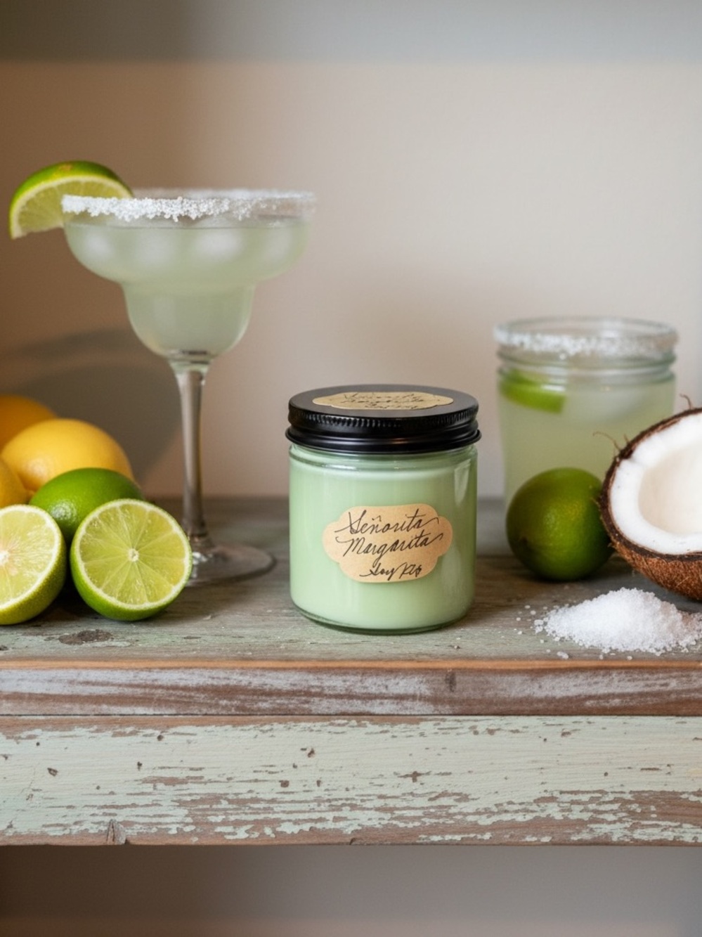 Handmade, Handpoured Senorita Margarita 8 oz Soy Scented Candle -Jar Candle 
NWT